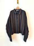 The Vale Shirt in Midnight Black and Brown Stripe (Reworked) - Made X Hudson