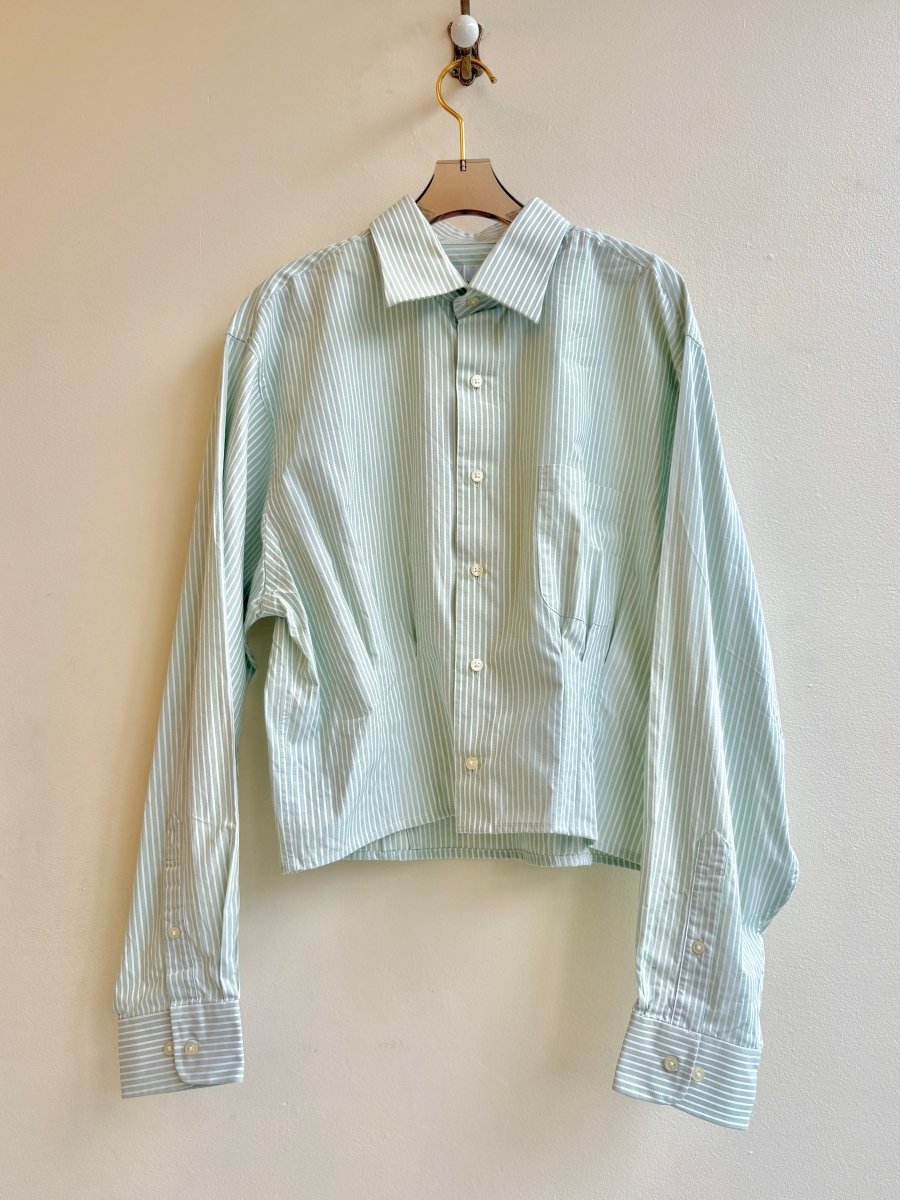 The Kevin Top | Light Mint Stripes w/ Gathered Waist (Reworked) - Made X Hudson