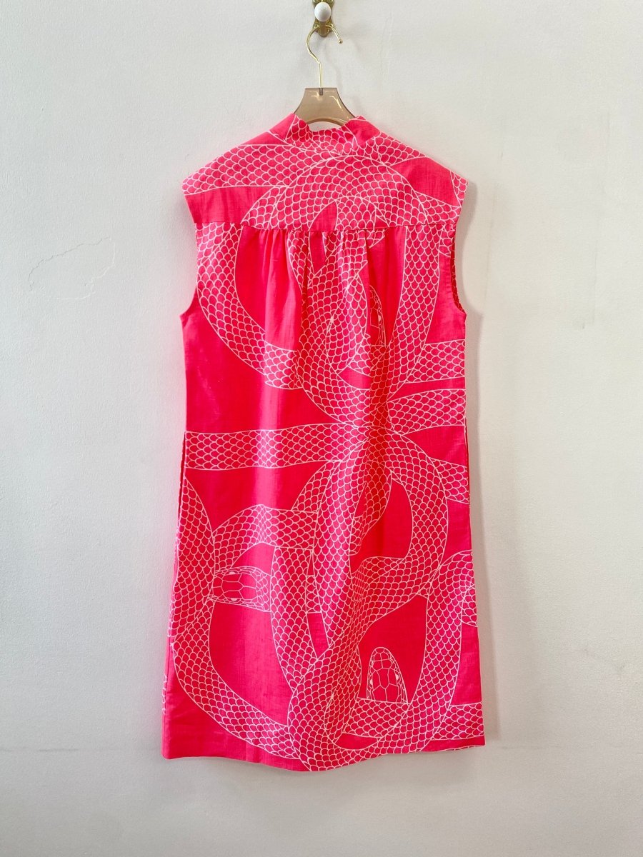 Neon Pink Snake Print Paper Bag Tofino Dress - Made X Hudson