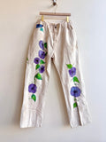 Violet Morning Glory Painter Pants with Color Blocked Pockets | Hand Painted (Reworked) - Made X Hudson