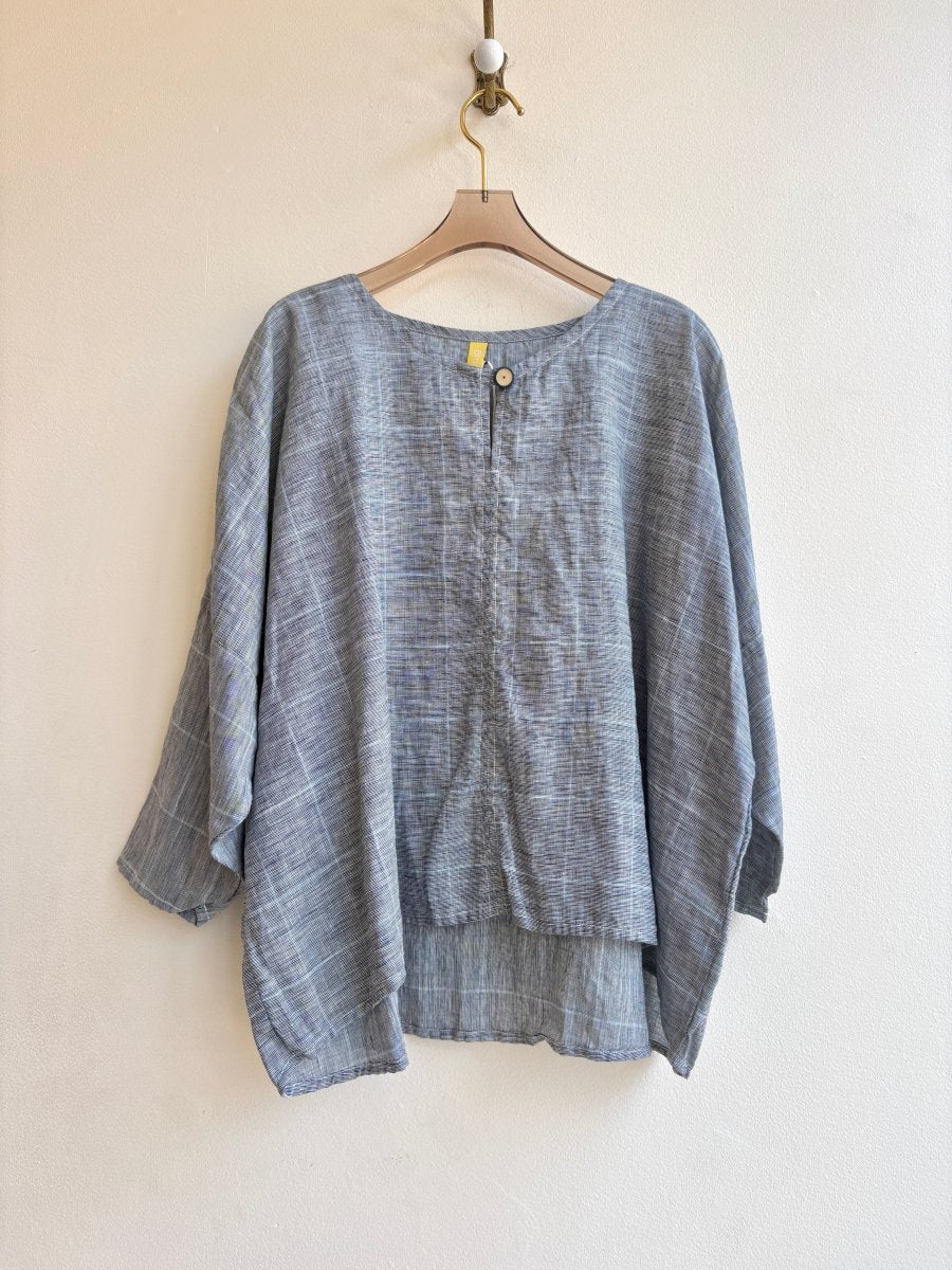 Navy Grid Linen Studio Tee - Made X Hudson