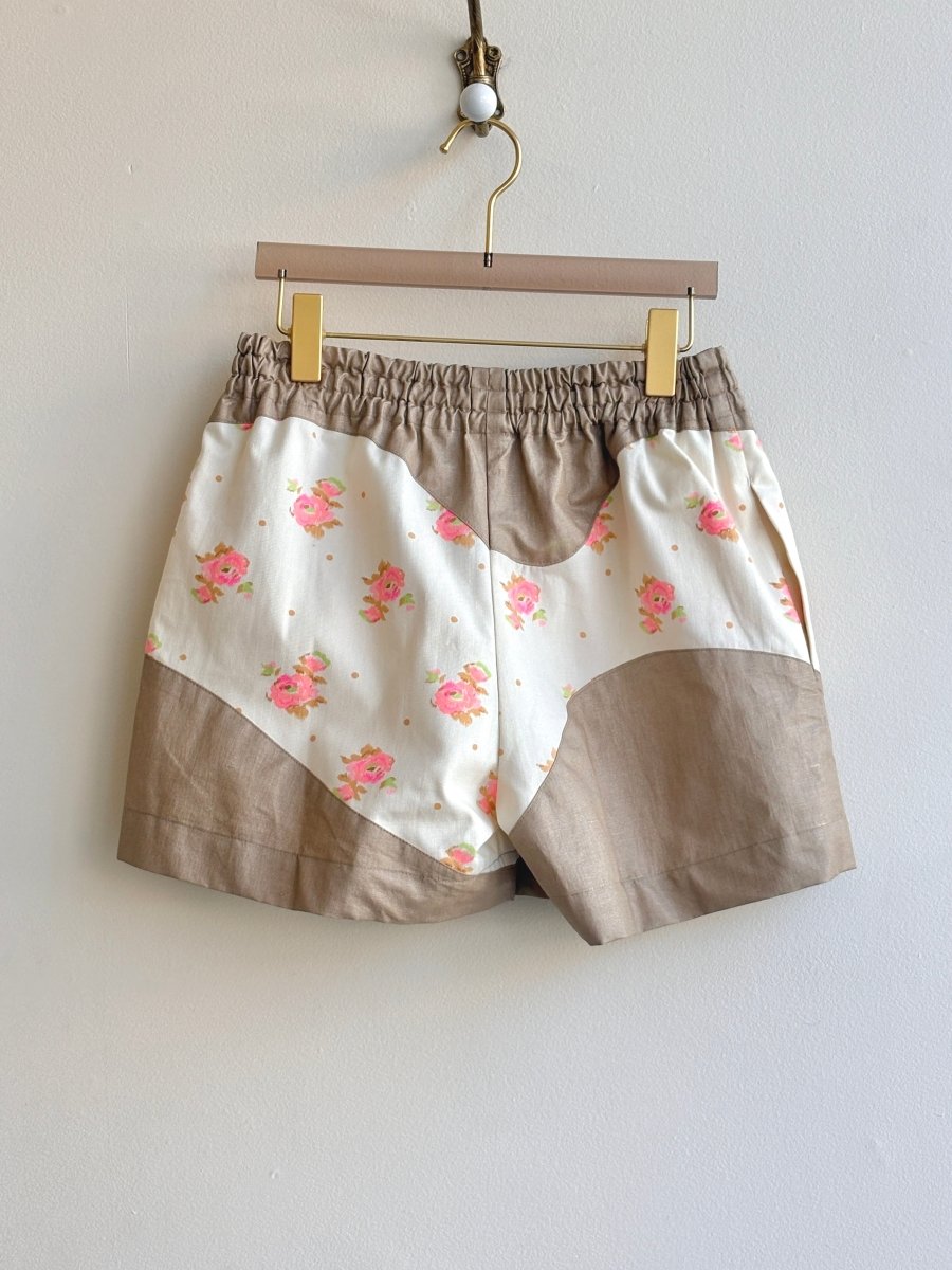 Gold & Pink Flower Print Wave Shorts - Made X Hudson