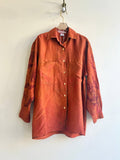 Bronze Chrysanthemum Silk Blouse | Hand Painted (Reworked) - Made X Hudson