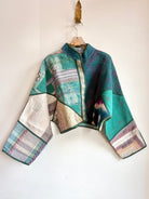 Reversible Kaira Quilted Cropped Jacket in Colors Aqua Blue, Watermelon Pink, Teal, & Ice Blue, Brown, Cream, Watermelon Pink - Made X Hudson