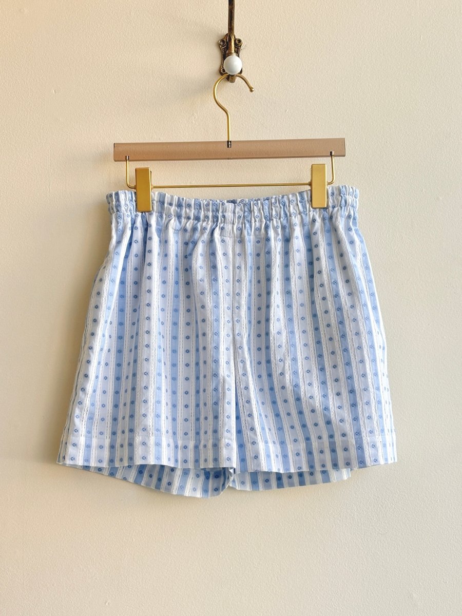 Blue and White Lace Embroidered Town Shorts - Made X Hudson