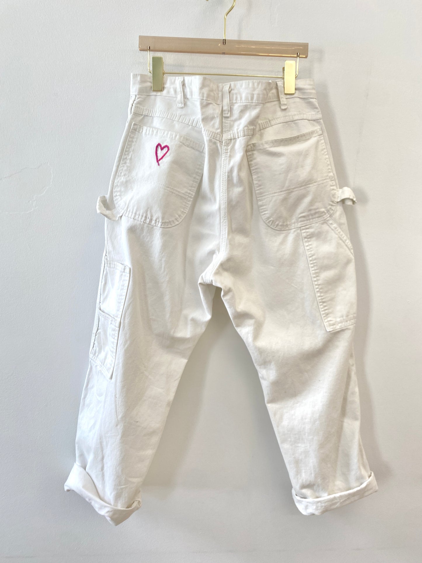 Hand Embroidered Missing Alien Heart Pants (Reworked)