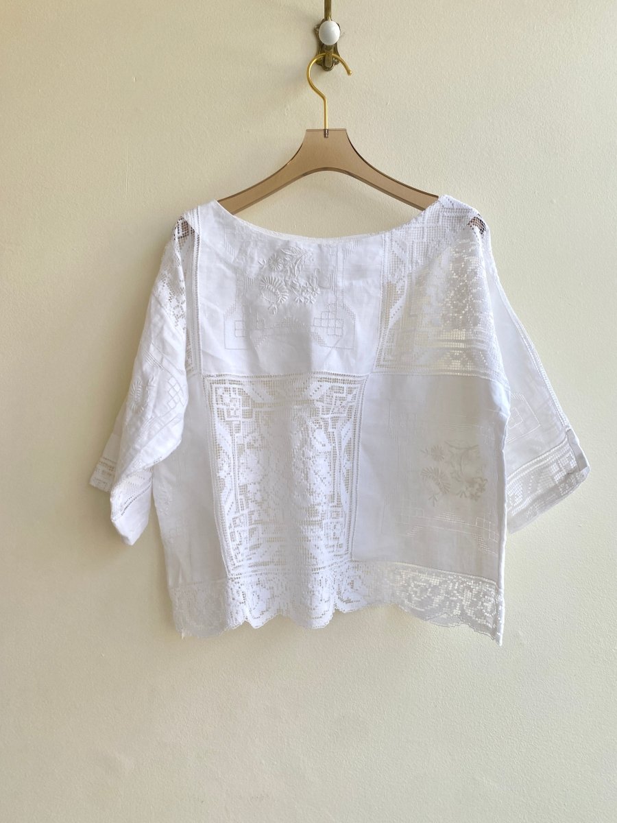 Lace & Linen Embroidered Box Top - Made X Hudson