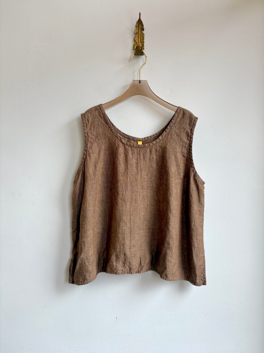 Brown Turf Linen Tank Top - Made X Hudson