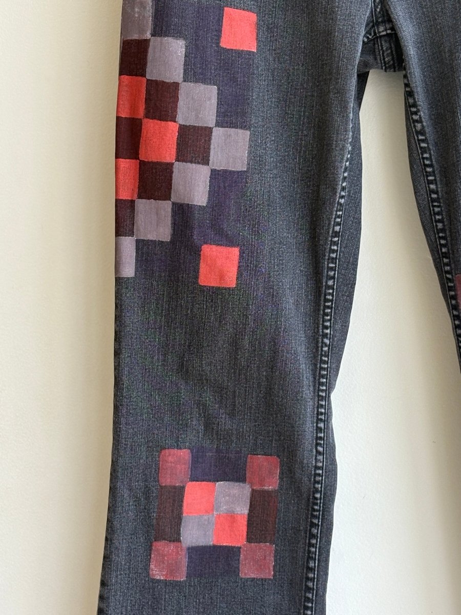 Black Jeans w/ Painted Patchwork (Reworked) - Made X Hudson