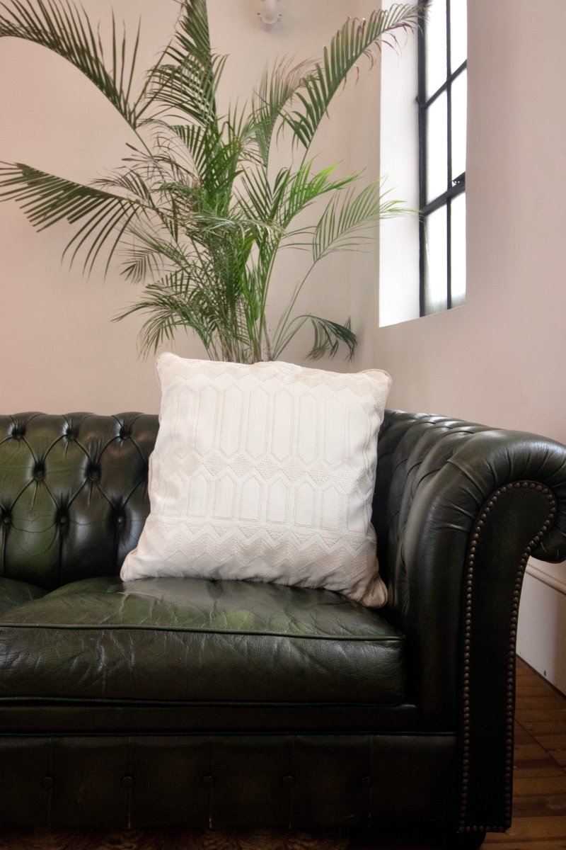 White Leather Made X Hudson Pillows - Made X Hudson