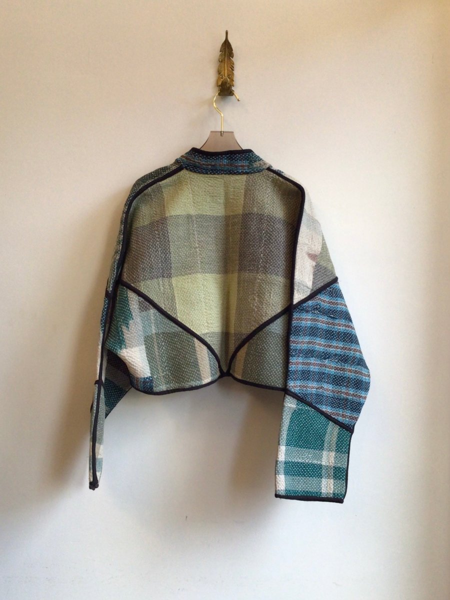 Reversible Kaira Quilted Cropped Jacket in Colors Blue, Tan, Green, Grey & Yellow, Black, Red, Green, Pink - Made X Hudson