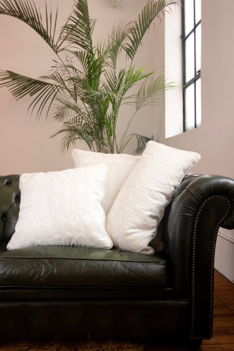 White Leather Made X Hudson Pillows - Made X Hudson