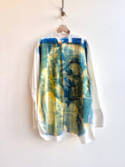 Yellow & Blue Dolly Parton and Kitten Cyanotype Button - Up Shirt (Reworked) - Made X Hudson