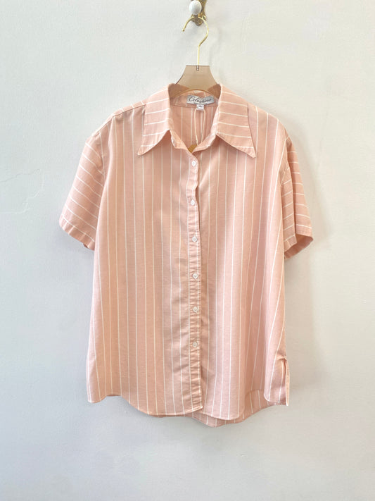 Classic Collar Button Up in Pink Stripe