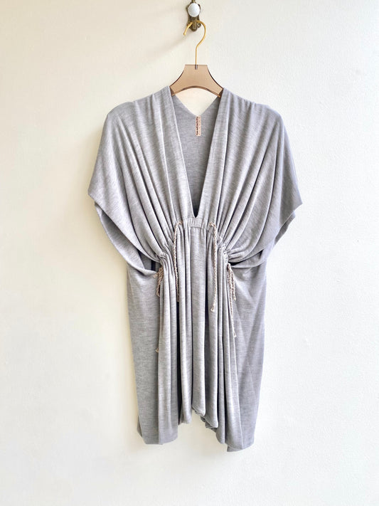 Light Grey Knit Adjustable Antiquity Tunic w/ Hand Spun Strings