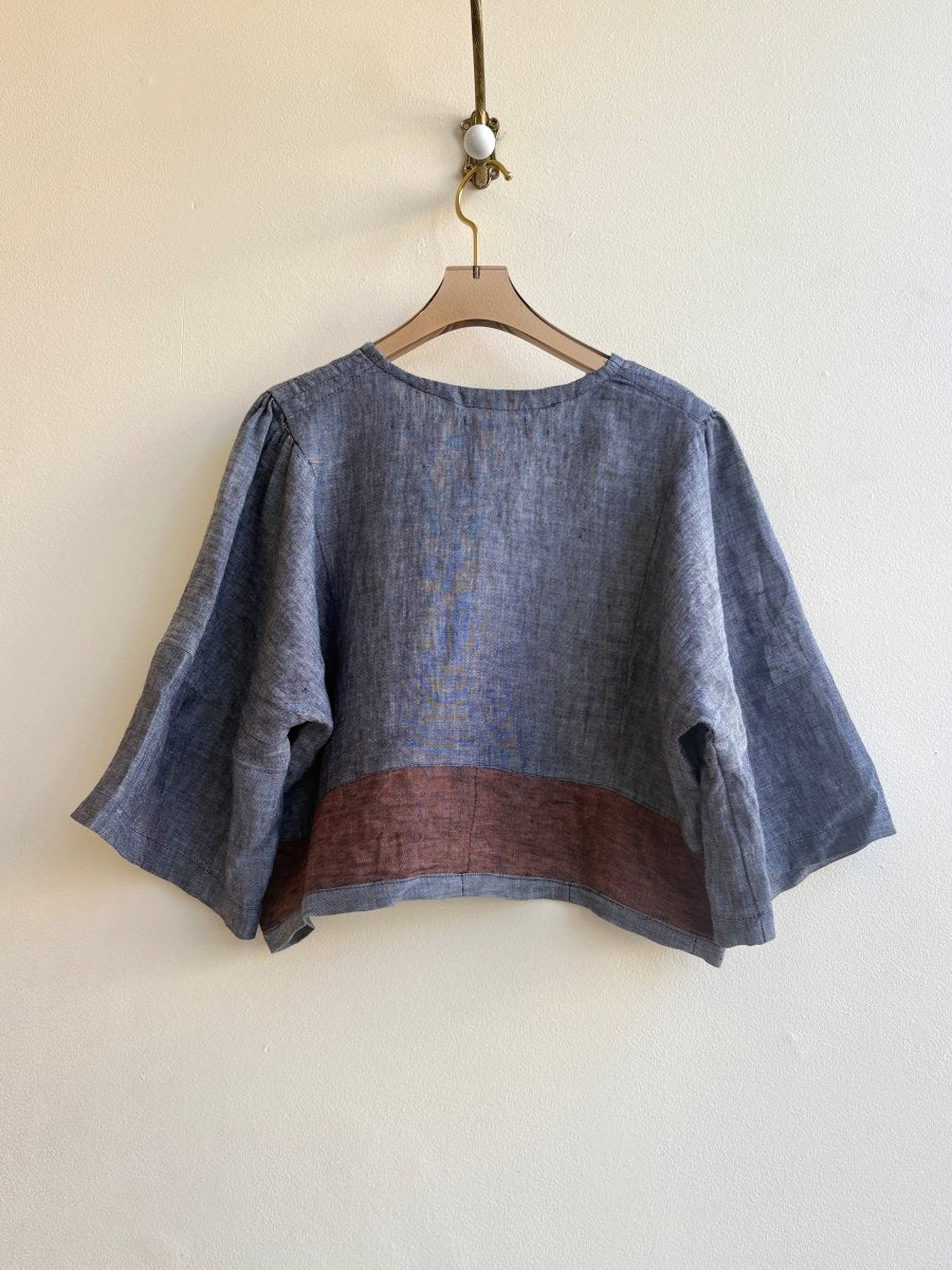 Crop Linen Chambray & Mauve Zero - Waste Blouse - Made X Hudson