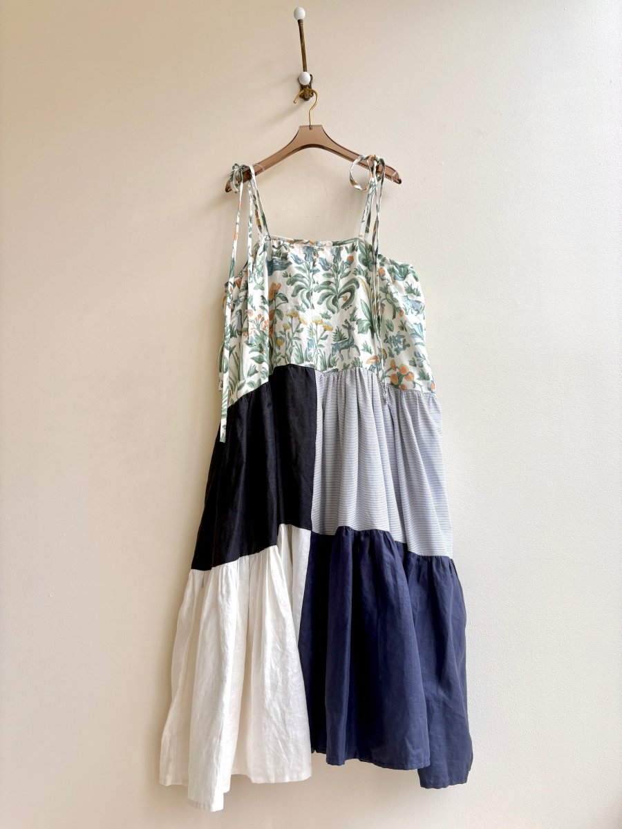 Adjustable Strap Patchwork Tiered Dress - Made X Hudson
