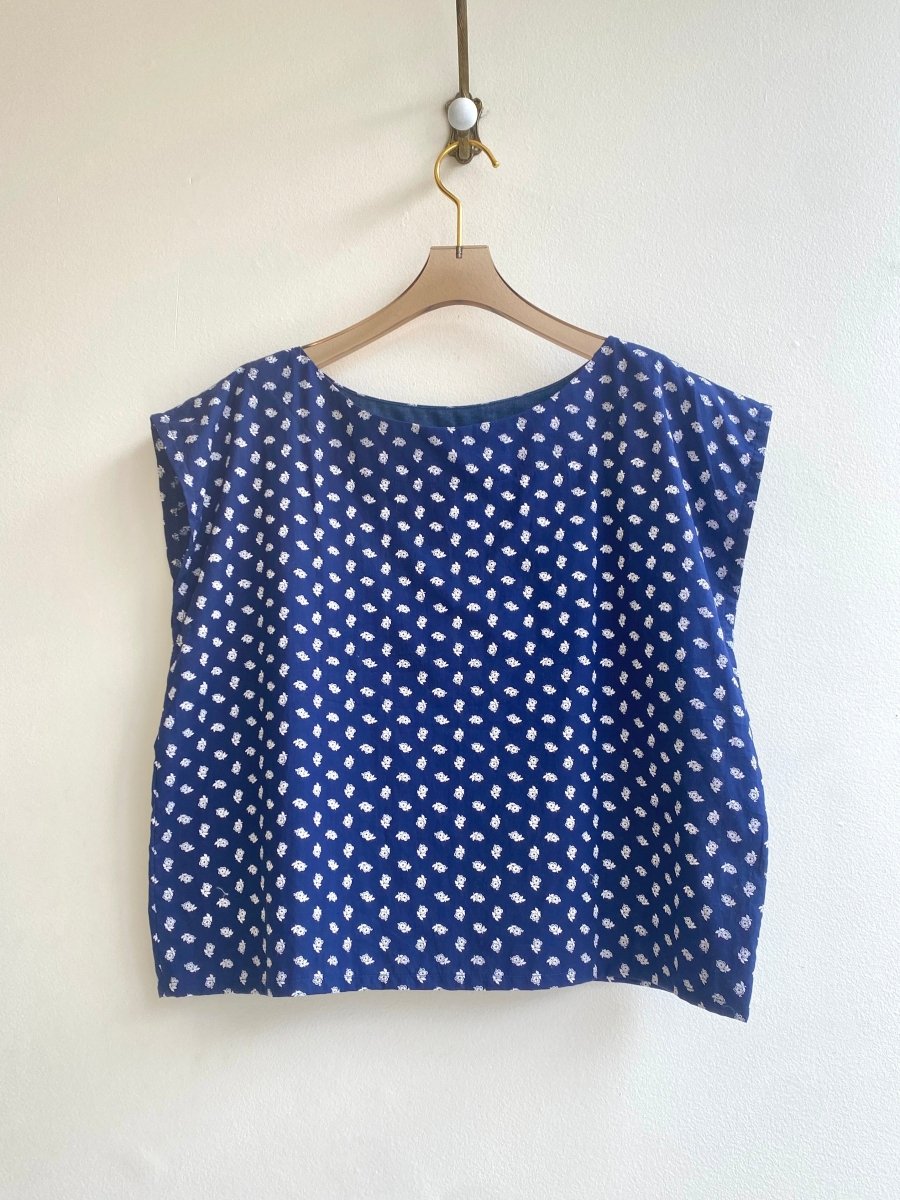 Navy & White Mini Floral Box Top - Made X Hudson