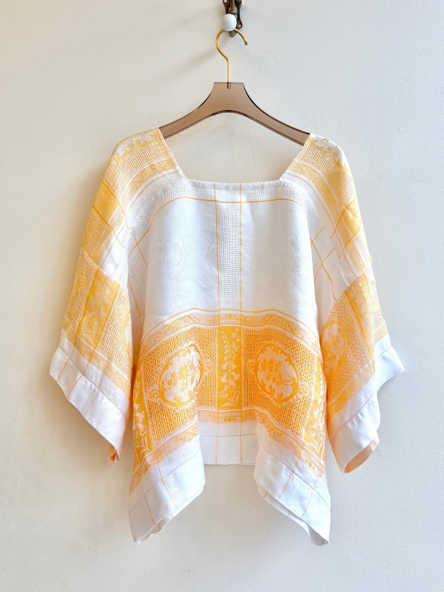 Lily of the Valley Golden Yellow Jacquard with Square Neck | Picnic Top - Made X Hudson