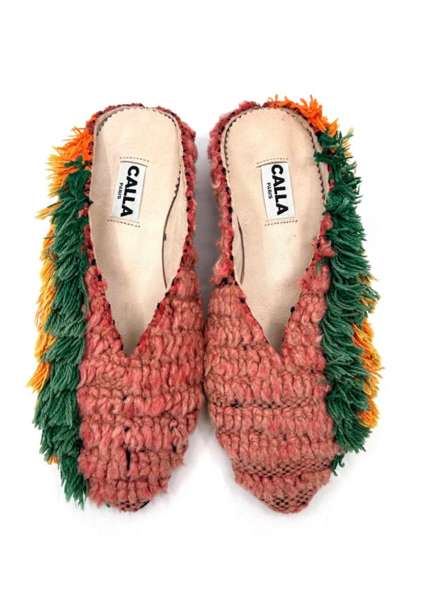 Aili Babouche “Vaujany” Mules In Colors Pink, Teal, Sunrise (Size 39) - Made X Hudson