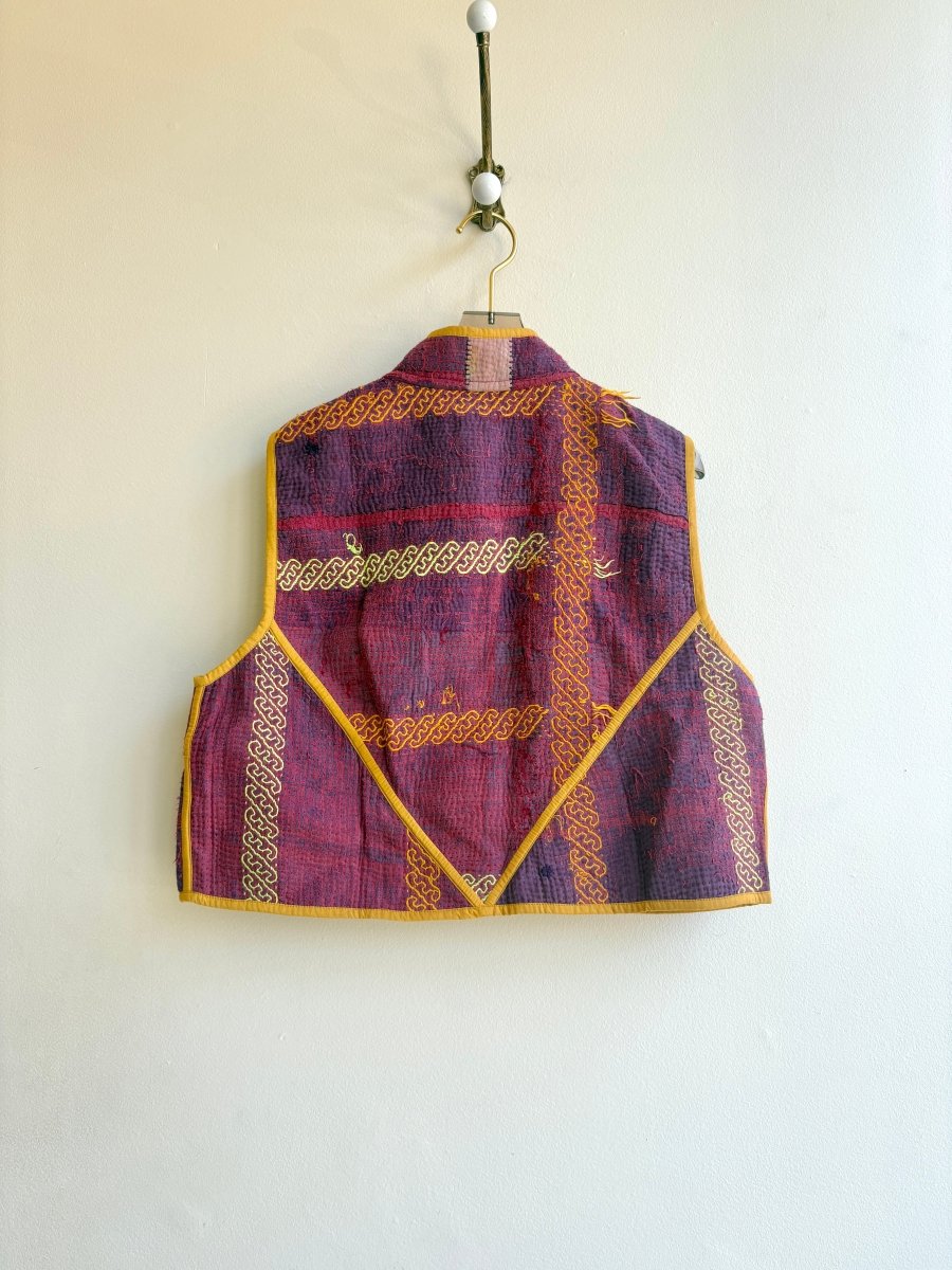 Reversible Kaira Quilted Cropped Vest in Colors Purple, Lime