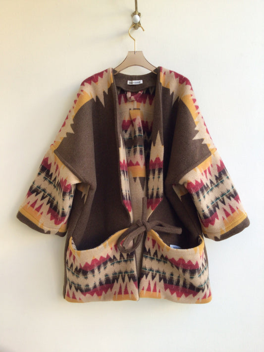 Southwestern Brown + Neutral Wool Chore Jacket