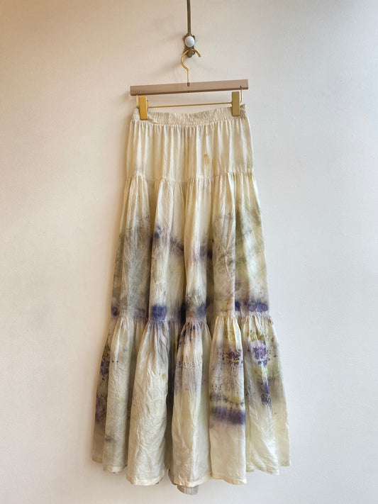 3-Tier Silk Eco-Printed Skirt (Reworked)