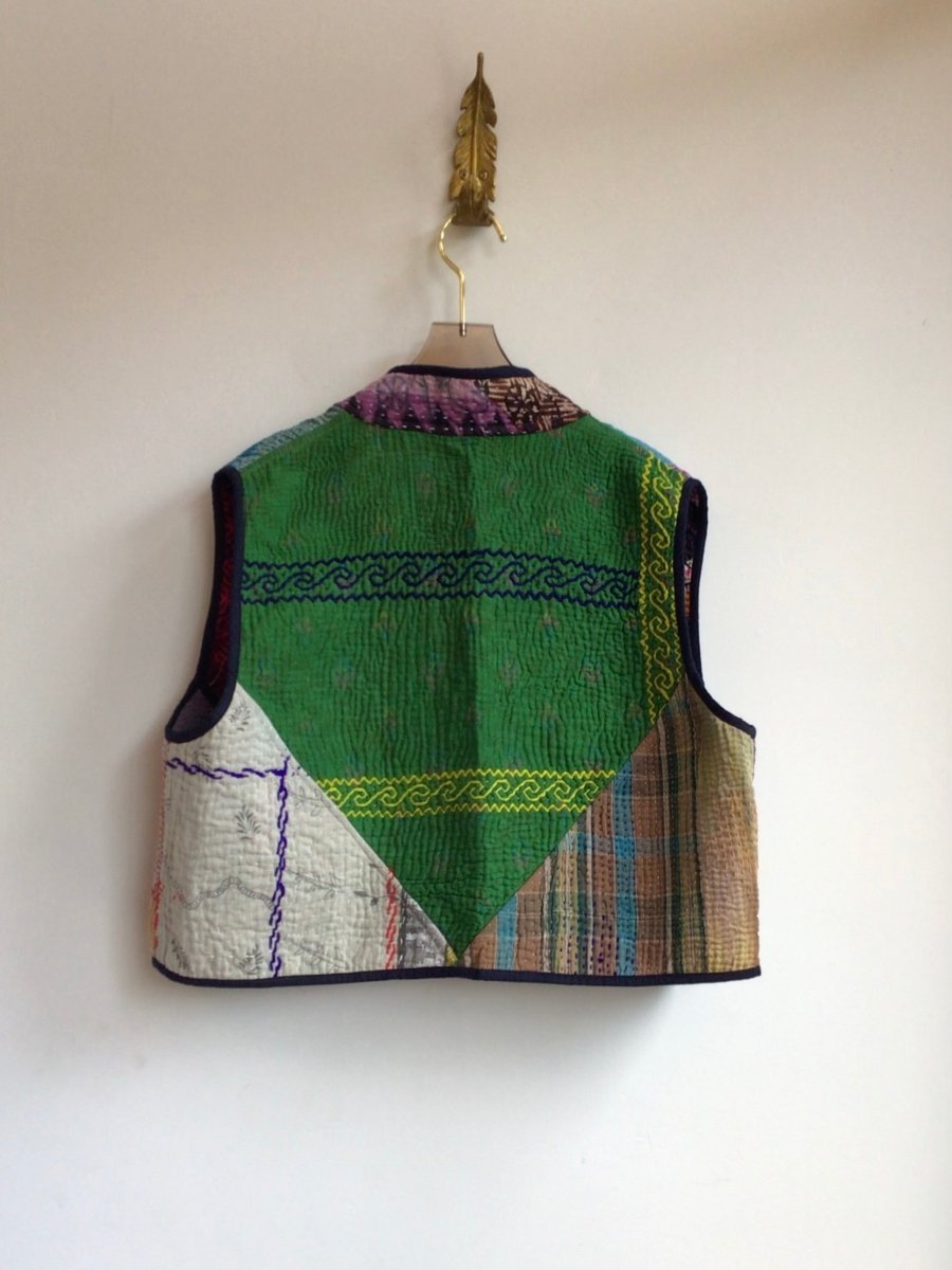 Reversible Kaira Quilted Cropped Vest in Colors Red, Orange, Teal, Burgundy, Grey & Green, Blue, Purple, Cream - Made X Hudson