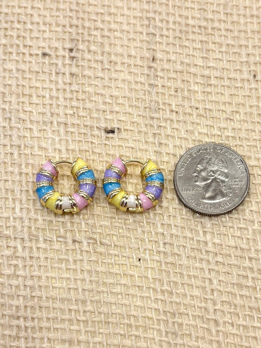 Pastel Rainbow Huggie Hoops (Enamel) - Made X Hudson