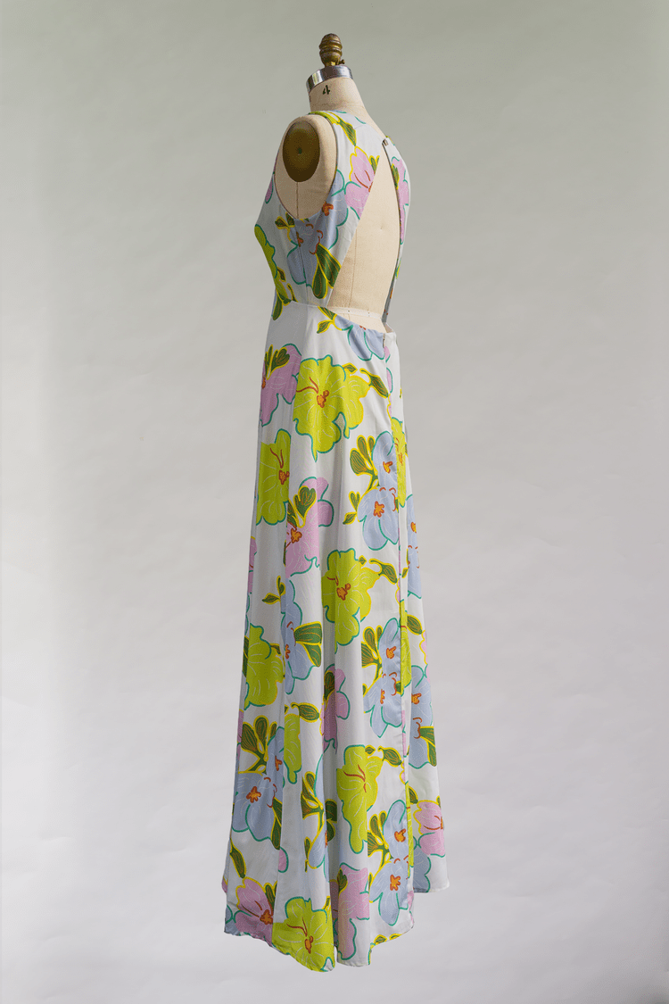Green, Pink, & Baby Blue Floral Sleeveless “Origami” Dress - Made X Hudson