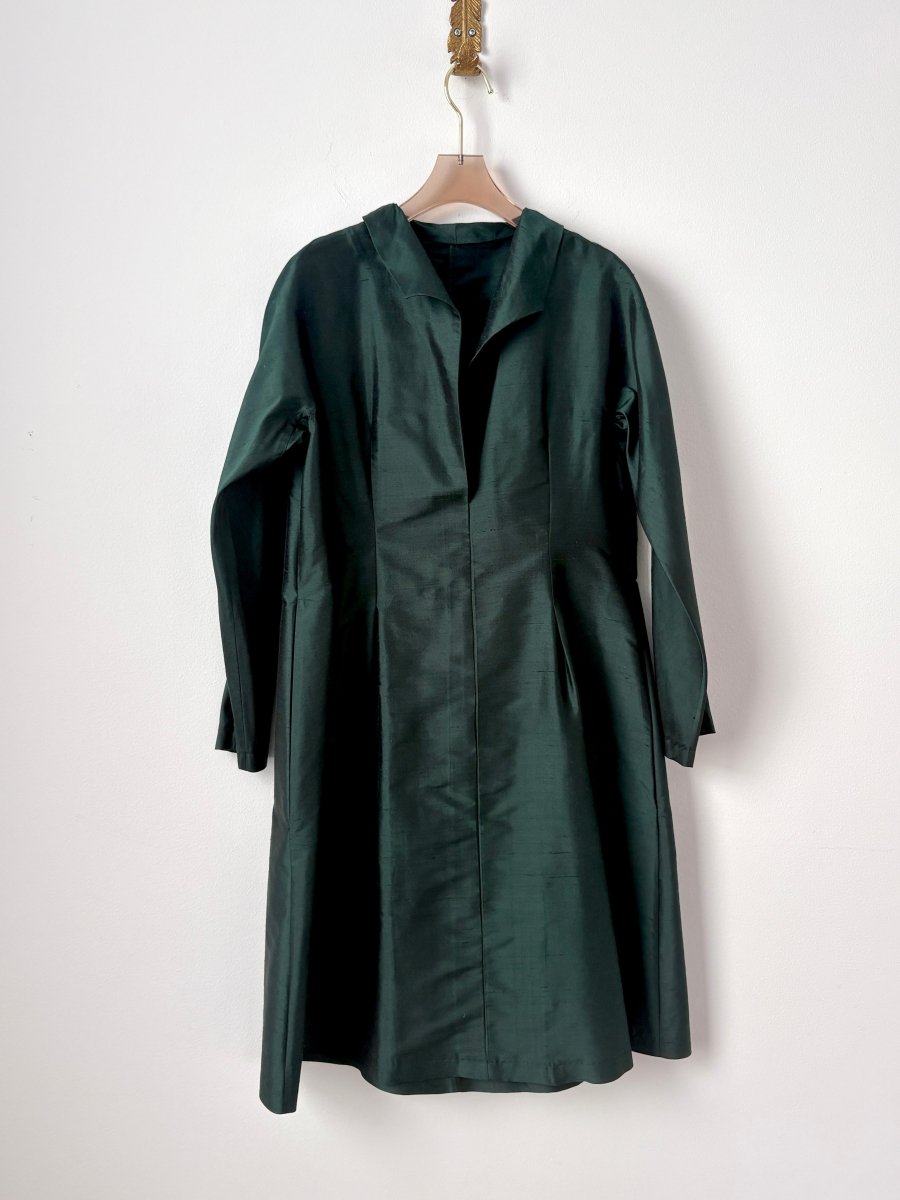 Ulrike Tunic in Emerald Silk Shantung - Made X Hudson