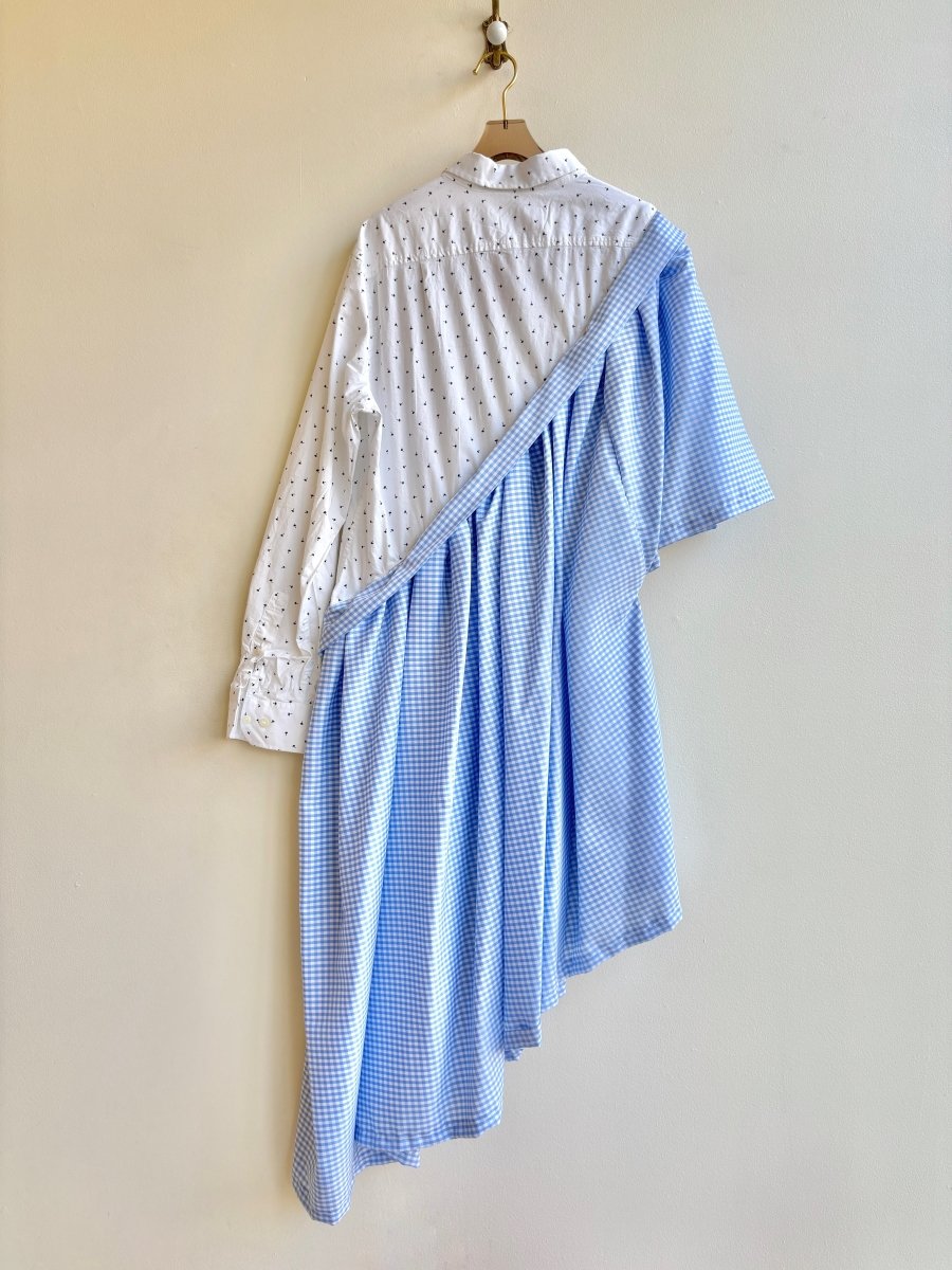 Asymmetric Shirtwaist Dress in Dandelion Seed & Blue Gingham (Reworked) - Made X Hudson
