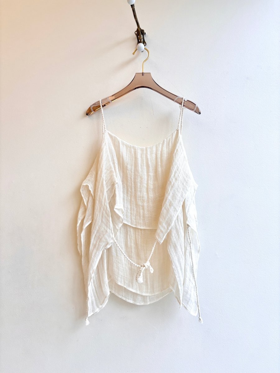 2D Top 2 Tiers Tank White Wash Linen - Made X Hudson