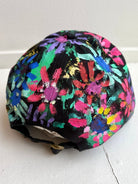 "Zelie" Black Baseball Cap w/ Pink and Aquamarine Neon Flowers | Hand Painted - Made X Hudson