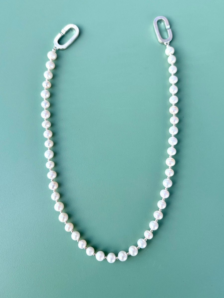 Large Link White Color Pearl Necklace - Made X Hudson