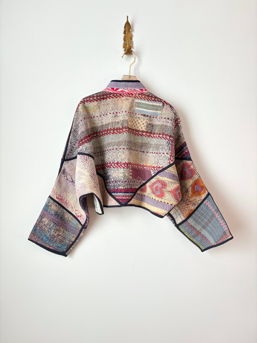 Reversible Kaira Quilted Cropped Jacket in Colors Lavender, Sky Blue, Mauve, Red & Green, Hot Pink, Marinara, Sky Blue - Made X Hudson