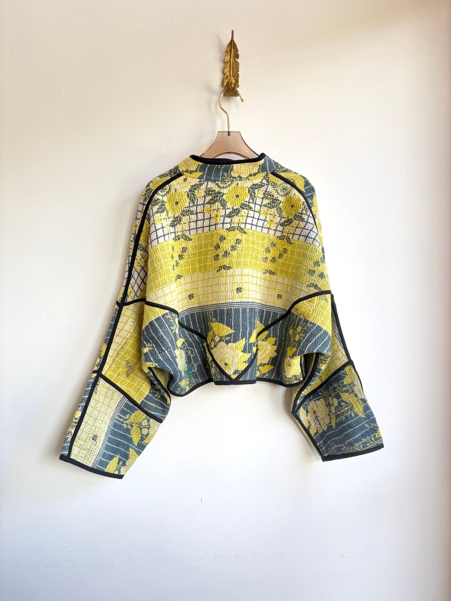 Reversible Kaira Quilted Cropped Jacket in Colors Lime, Deep Cerulean, Cream & Lime, Deep Cerulean, Pink, Cream - Made X Hudson