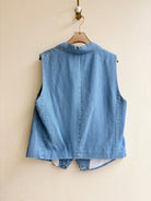 Chambray Denim Vest with White and Blue Stitching (Reworked) - Made X Hudson