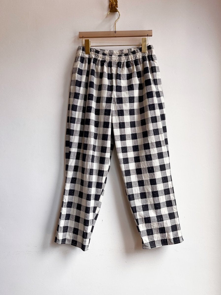 Black & Off - White Checkered Cropped Joggers - Made X Hudson