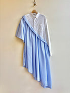 Asymmetric Shirtwaist Dress in Dandelion Seed & Blue Gingham (Reworked) - Made X Hudson