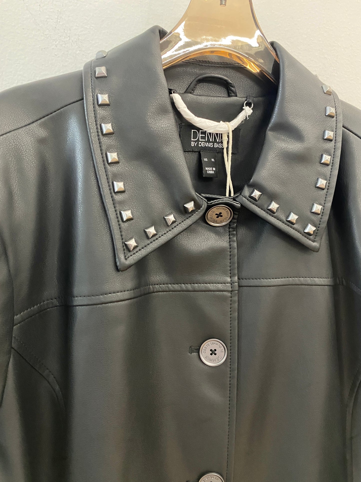 Dennis by Dennis Basso | Black Studded Faux Leather Jacket (Vintage)