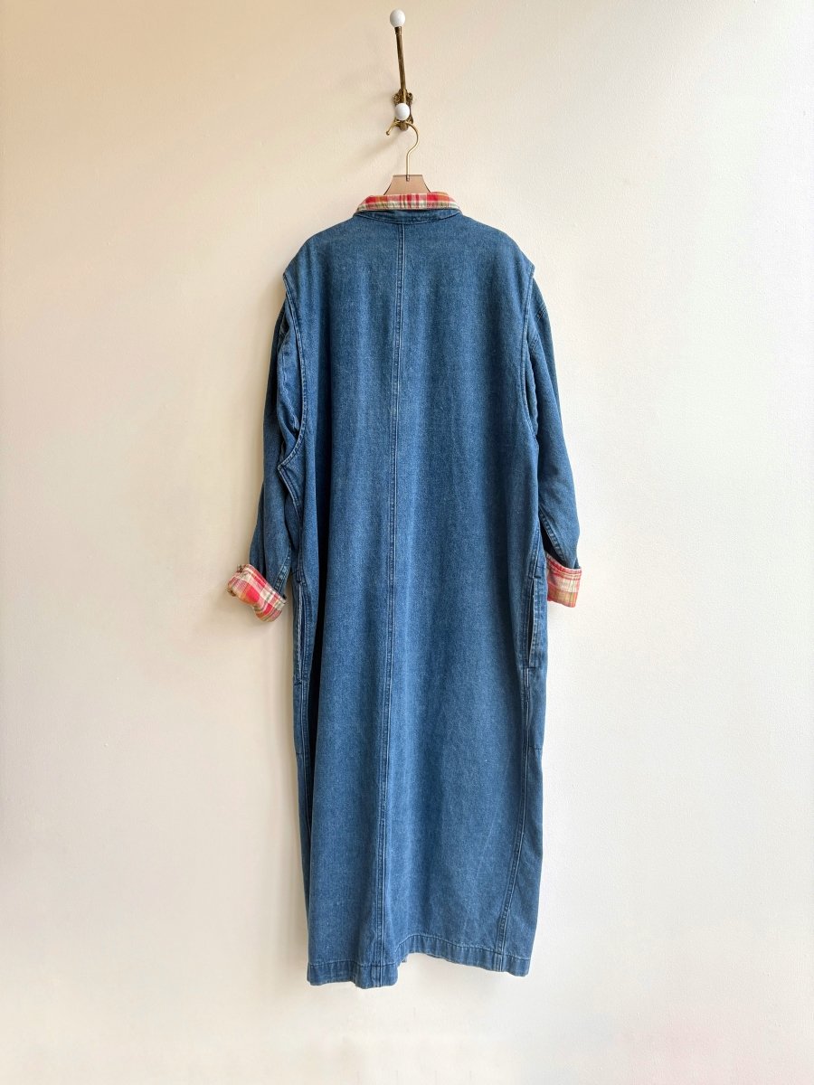 Alain Toussaint | Long Denim Trench with Flannel Collar & Cuff Lining (Vintage) - Made X Hudson
