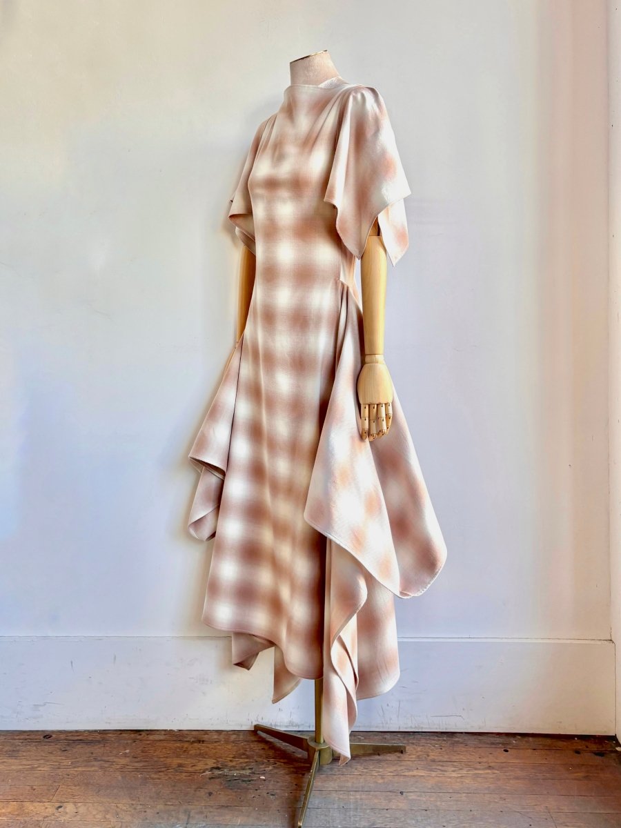Deco Dress in Blush Faded Plaid Print - Made X Hudson