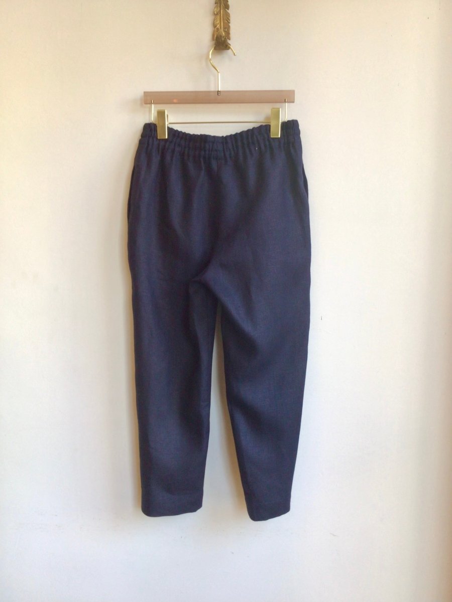 Navy Linen Cropped Joggers - Made X Hudson