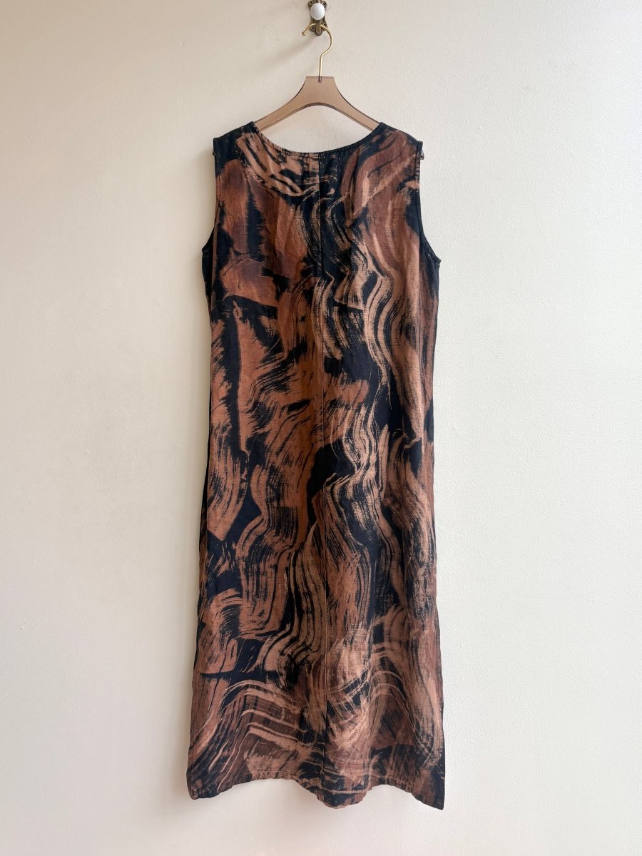 Brushstroke Linen Shift Dress in Black and Blush (Reworked) - Made X Hudson