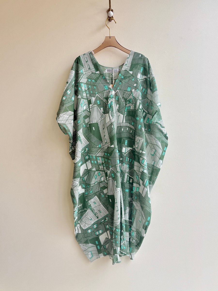 Green Village Print Kaftan - Made X Hudson
