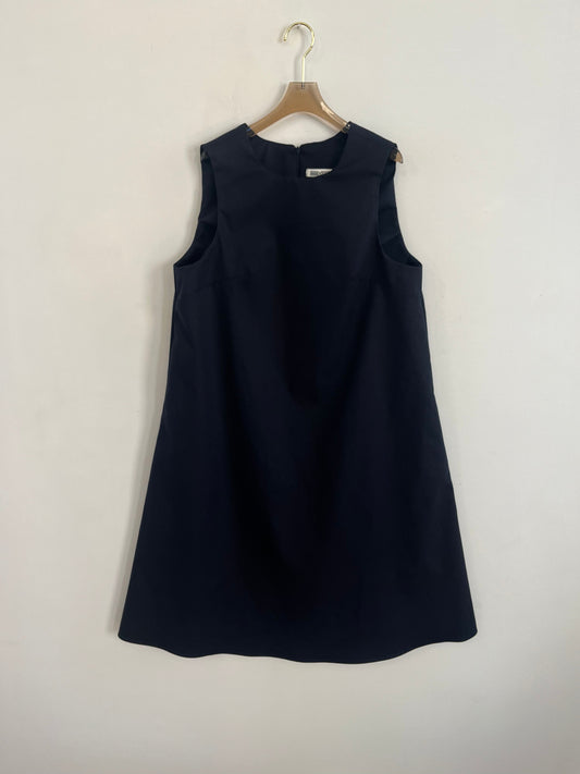 Navy Blue Cotton Sleeveless Chore Dress