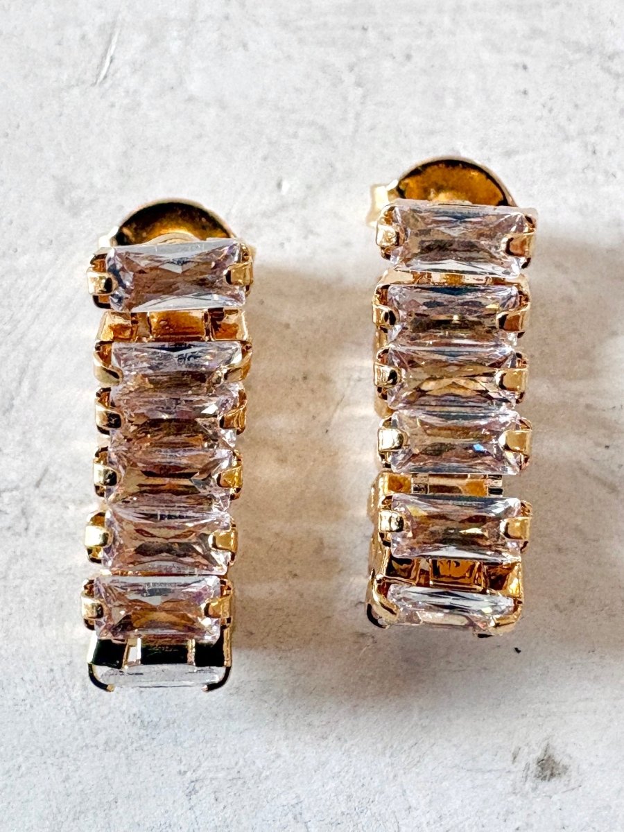 18k Gold Filled CZ Baguette Earrings - Made X Hudson