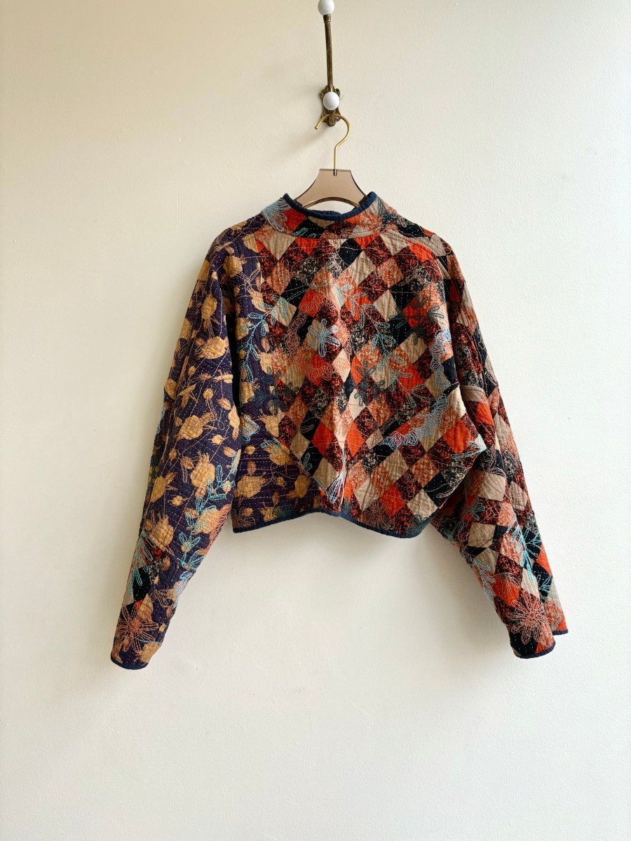 Reversible Kaira Quilted Cropped Jacket in Colors Pink, Purple, Teal, Blue, Orange & Orange, Black, Purple, Tan - Made X Hudson