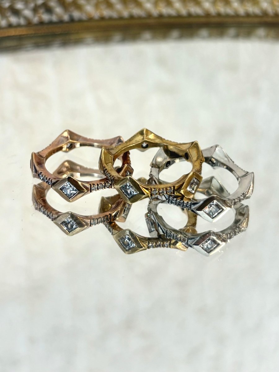 Thor Plated Ring w/ CZ Stones (Set of 3) - Made X Hudson